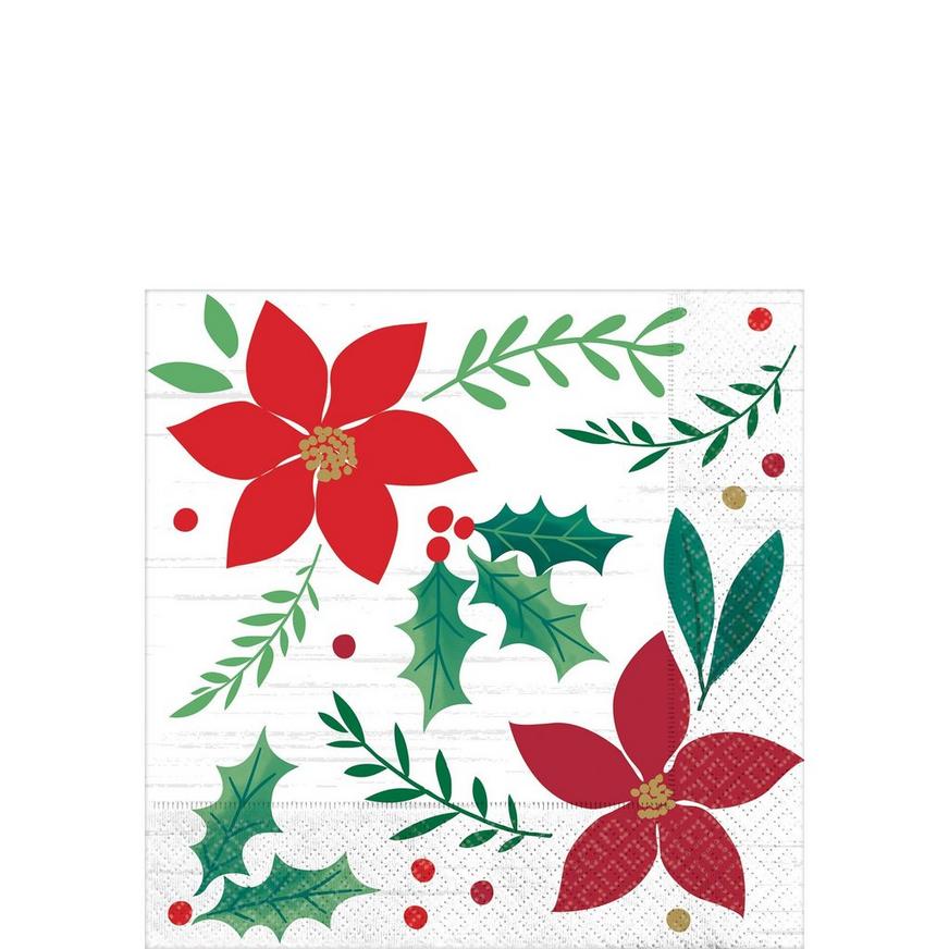 Boughs of Holly Beverage Napkins 16 Pack Christmas Winter Decoration 