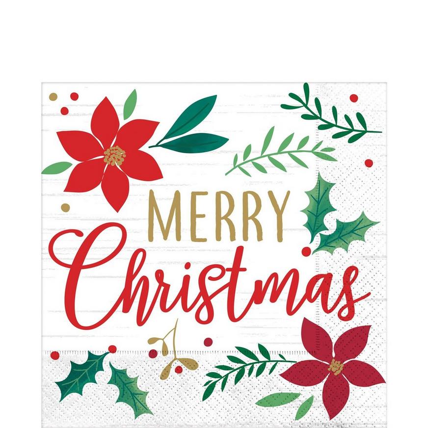 Holly Merry Christmas Lunch Napkins 16ct