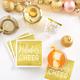 Metallic Gold Holiday Cheer Beverage Napkins 16ct