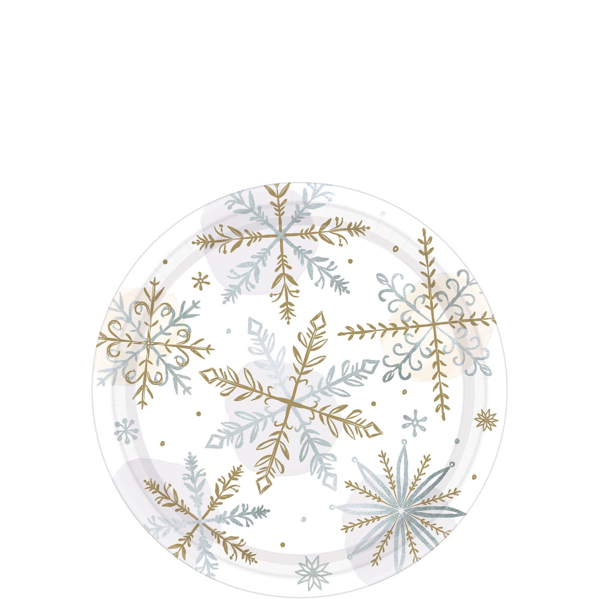 Metallic Sparkling Snowflake Dessert Plates 8ct Party City