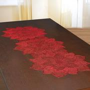 Metallic Red Poinsettia Table Runner