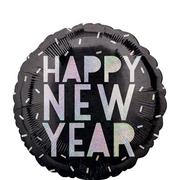 Black & Iridescent Happy New Year Balloon, 17in