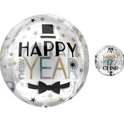 Dapper Night Happy New Year Balloon - See Thru Orbz, 16in