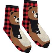 Adult Fuzzy Bear Christmas Socks