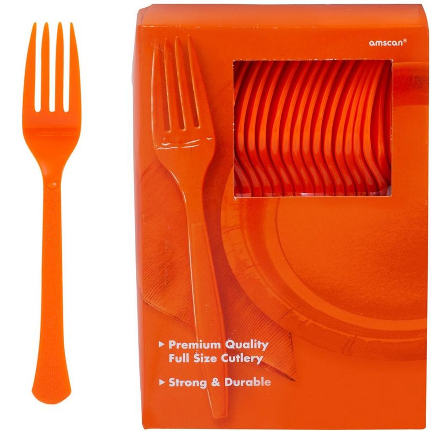 Black & Orange Plastic Tableware Kit for 50 Guests