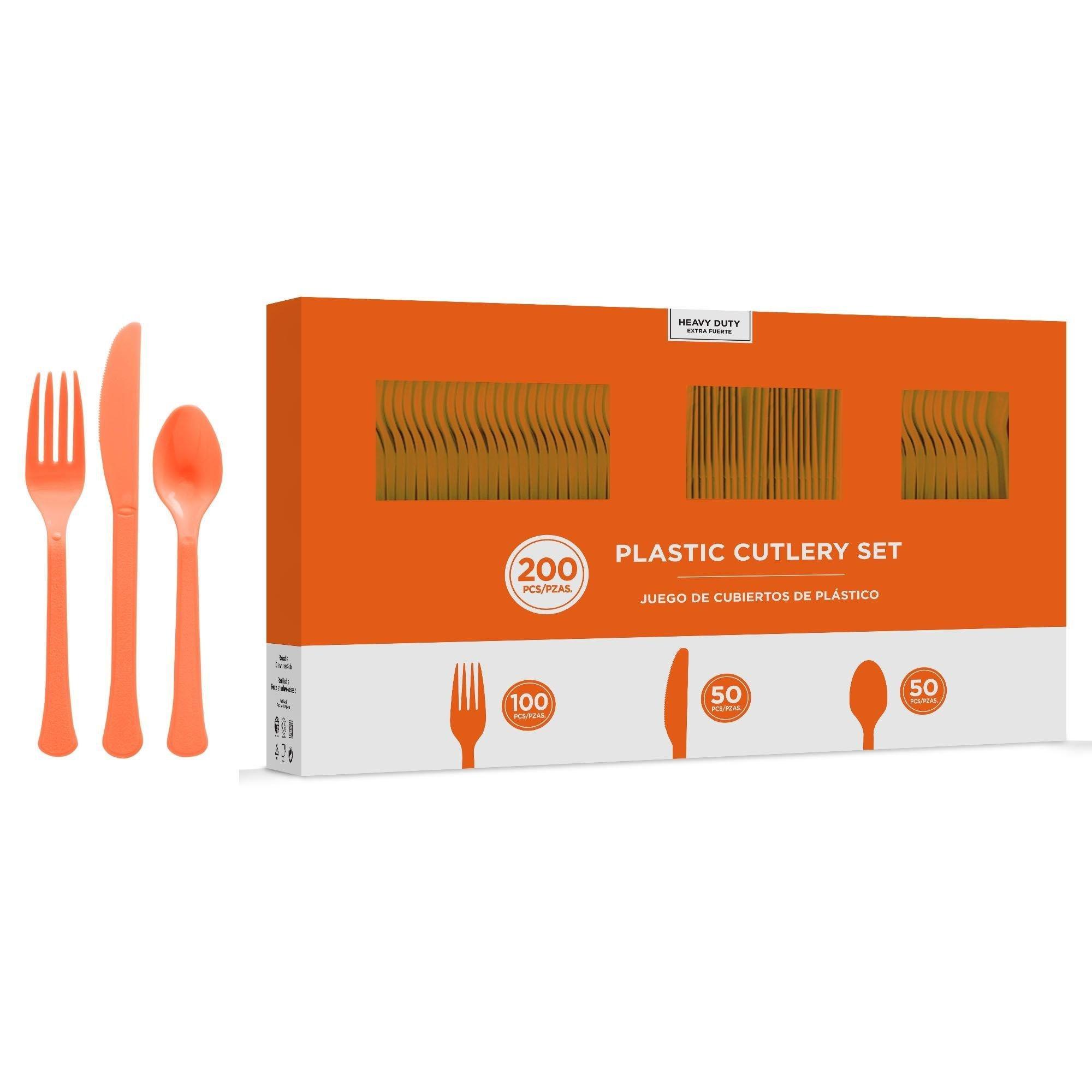 Black & Orange Plastic Tableware Kit for 50 Guests Party City