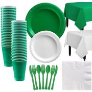 Green & White Plastic Tableware Kit for 50 Guests