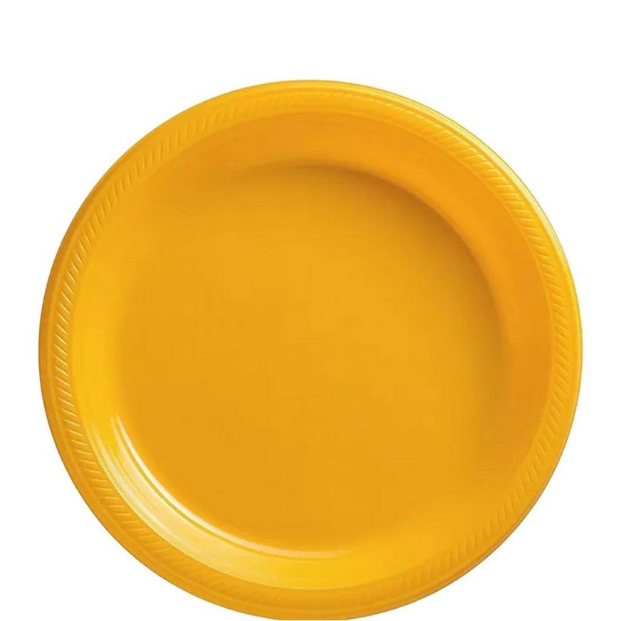 Orange & Sunshine Yellow Plastic Tableware Kit for 50 Guests