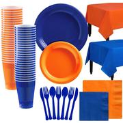 Orange & Royal Blue Plastic Tableware Kit for 100 Guests