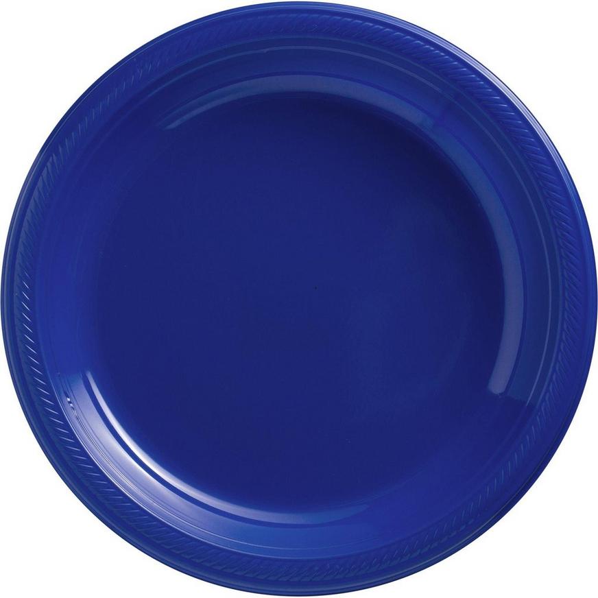 Royal Blue & White Plastic Tableware Kit for 100 Guests