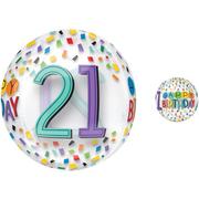 Colorful Confetti 21st Birthday Balloon - See Thru Orbz