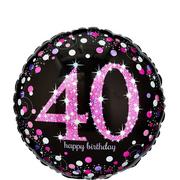 40th Birthday Balloon 18in - Pink Sparkling Celebration, 18in
