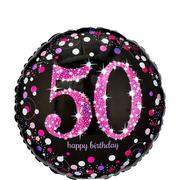 50th Birthday Balloon 18in - Pink Sparkling Celebration
