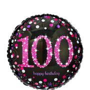100th Birthday Balloon 18in - Pink Sparkling Celebration