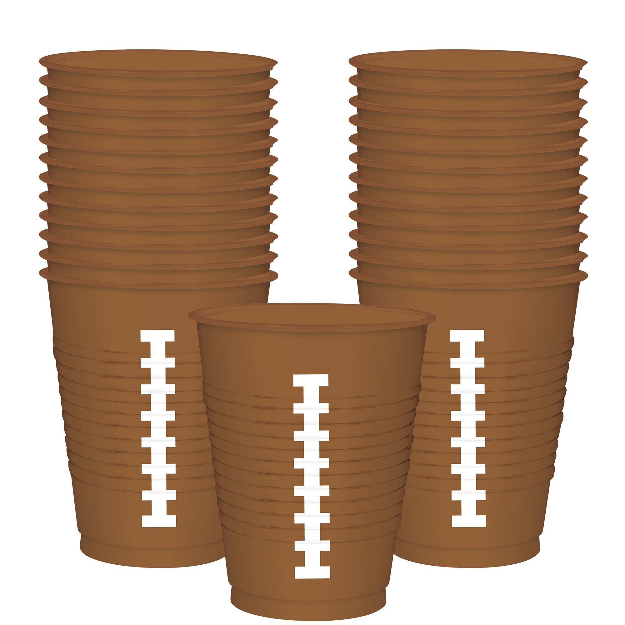 Amscan Football 16 oz. Plastic Cups -  Brown 16 oz - 25 pack