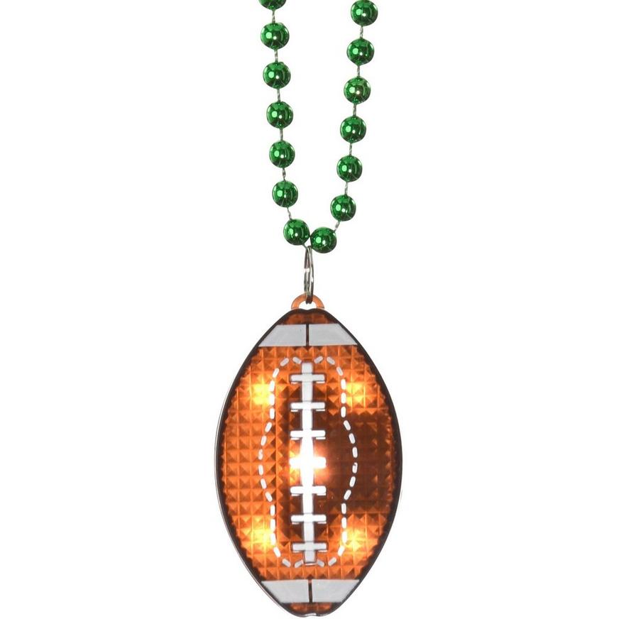 Light-Up Football Pendant Bead Necklace