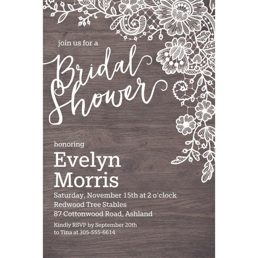 Custom Wood & Lace Bridal Shower Invitations 