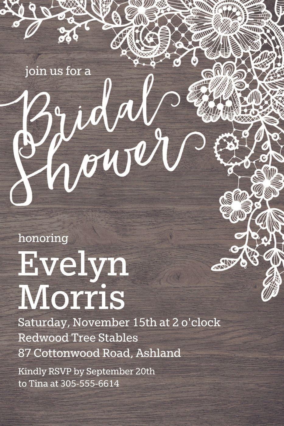 Custom Wood & Lace Bridal Shower Invitations