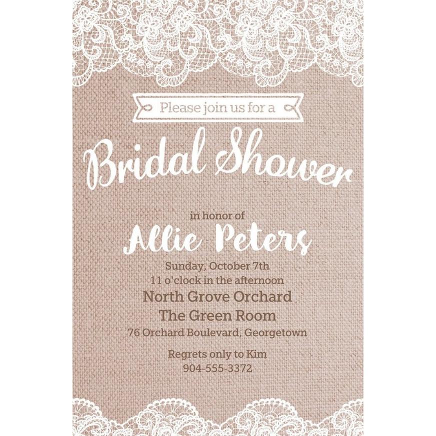 Custom Burlap & Lace Bridal Shower Invitations