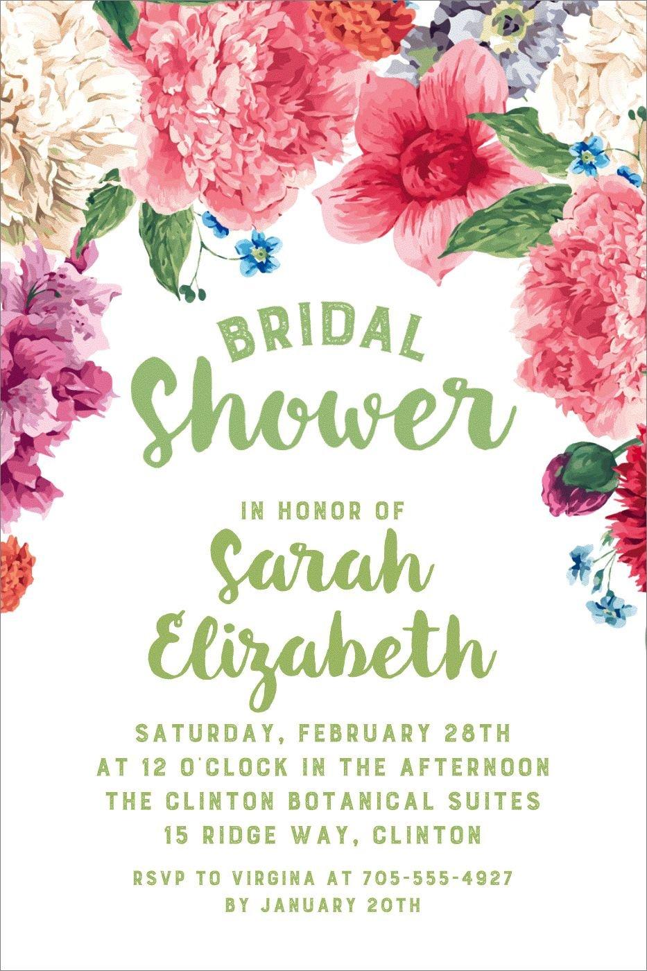 Custom Floral Border Bridal Shower Invitations