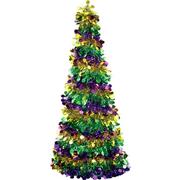 3D Gold, Green & Purple Tinsel Tree