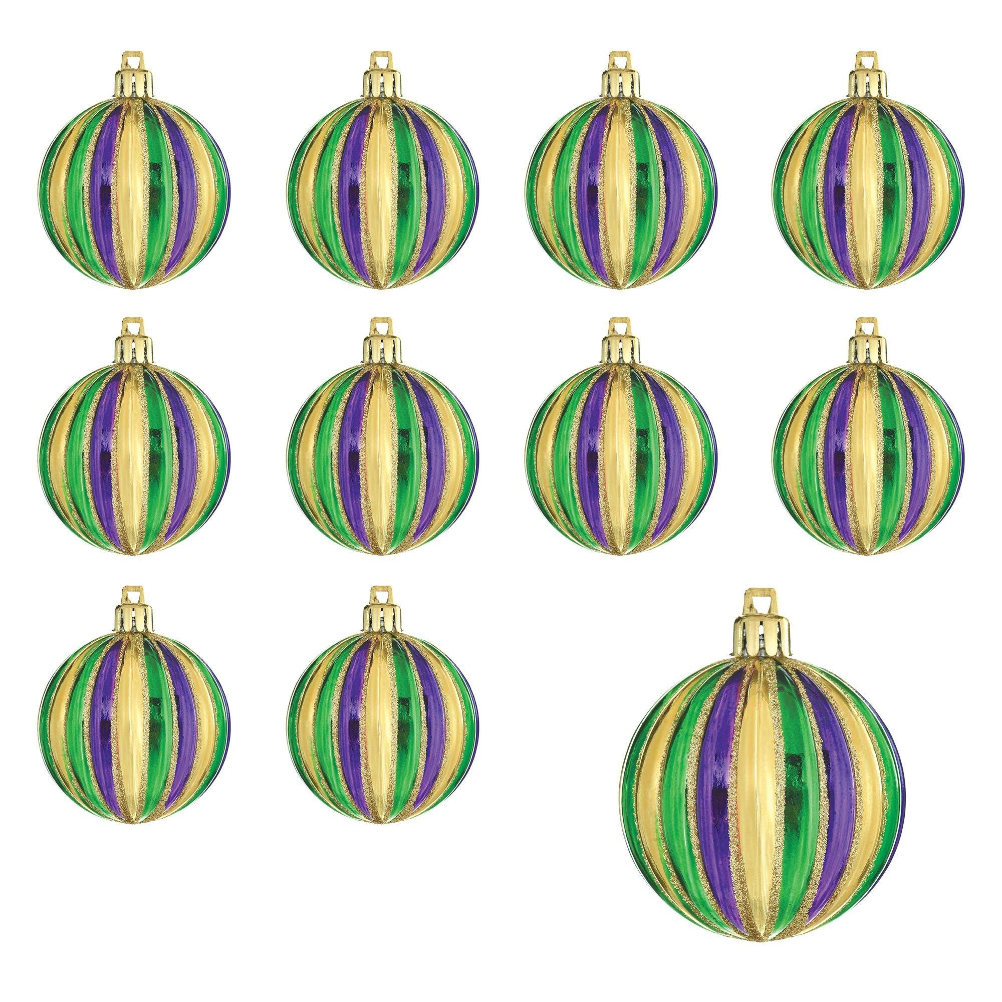 Mardi Gras Ball Ornaments Purple Green Yellow Carnival Tree Ornament, Mardi  Gras Decorations Sequin Ball for Carnival St. Patrick's Day Party Hanging