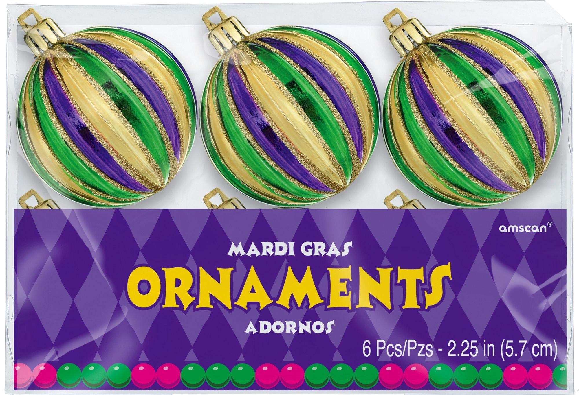 Mardi Gras Ornaments 6ct