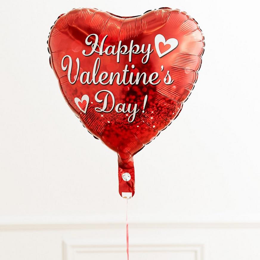 Red Valentine's Day Heart Foil Balloon, 17in