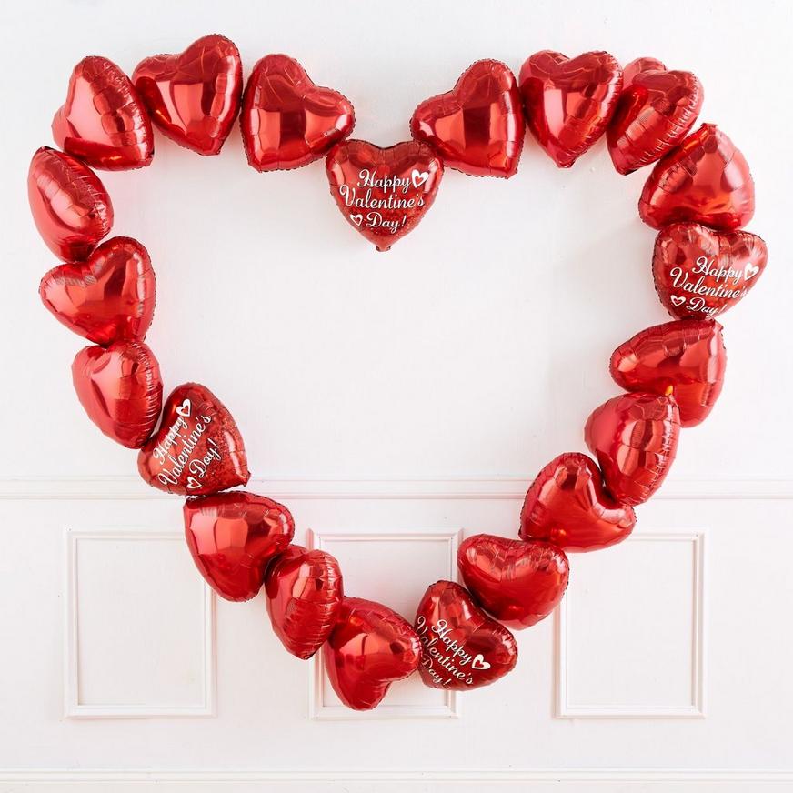 17in Happy Valentine's Day Red Heart Balloon with Ribbon