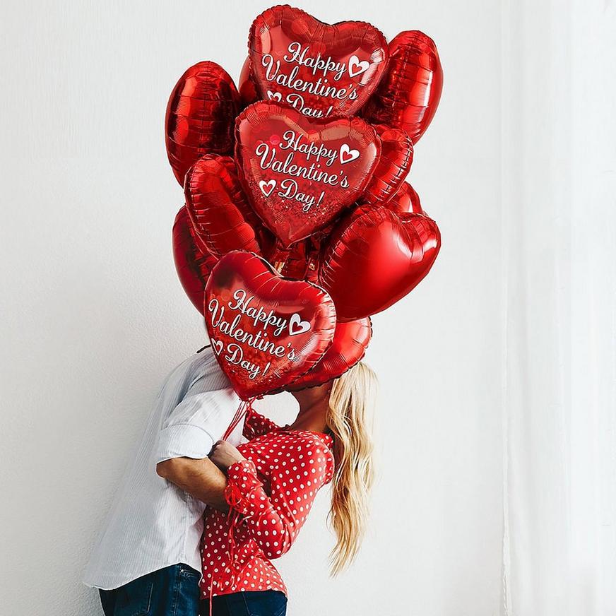 17in Happy Valentine's Day Red Heart Balloon with Ribbon
