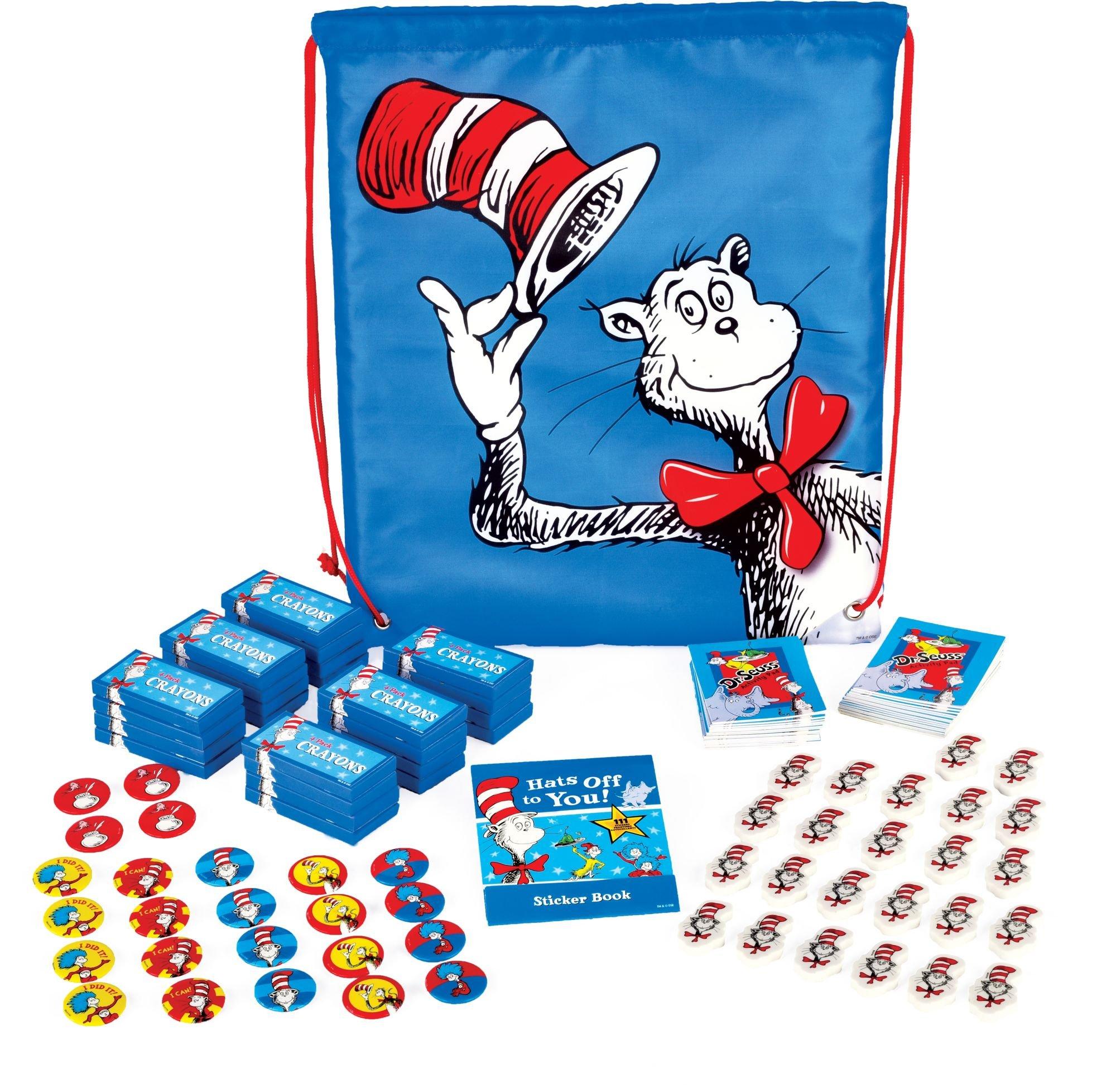 Exclusive Dr. Seuss Drawstring Backpack with Favors for 24