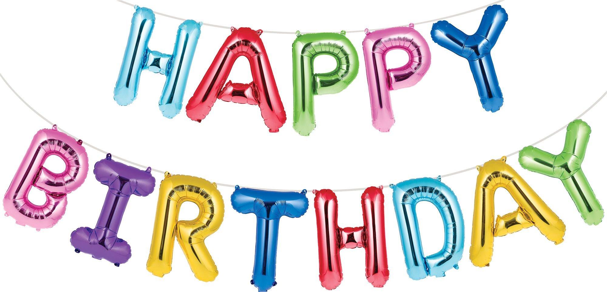Happy Birthday Banner Party City Air-Filled Multicolored Happy Birthday Balloon Banner | Party City