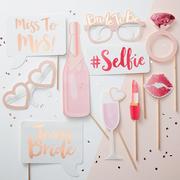 Ginger Ray Metallic Rose Gold I Do Crew Photo Booth Props 10ct
