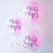 5ct, Ginger Ray Miss to Mrs. Pink Confetti Balloons