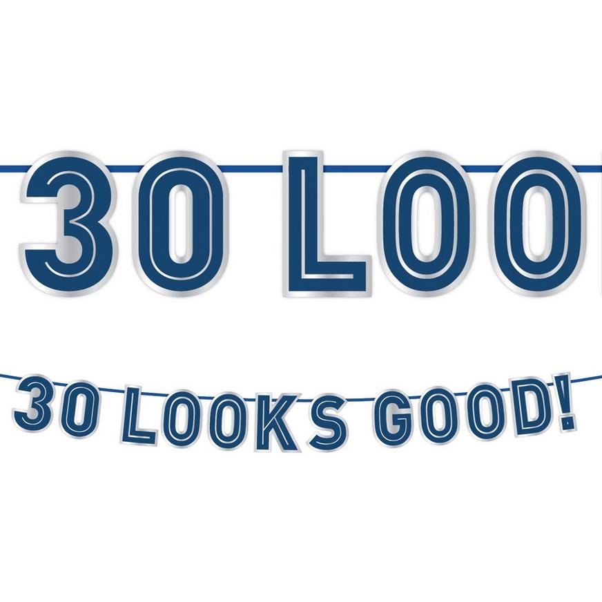 30 Looks Good! Milestone Birthday Cardstock Letter Banner, 12ft - Happy Birthday Classic