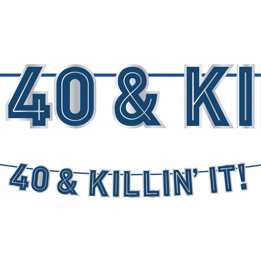 40 & Killin' It! Milestone Birthday Cardstock Letter Banner, 12ft - Happy Birthday Classic