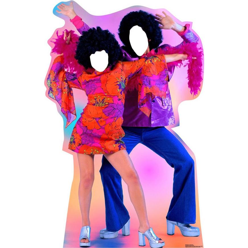 70s Disco Dance Couple Life-Size Photo Cardboard Cutout