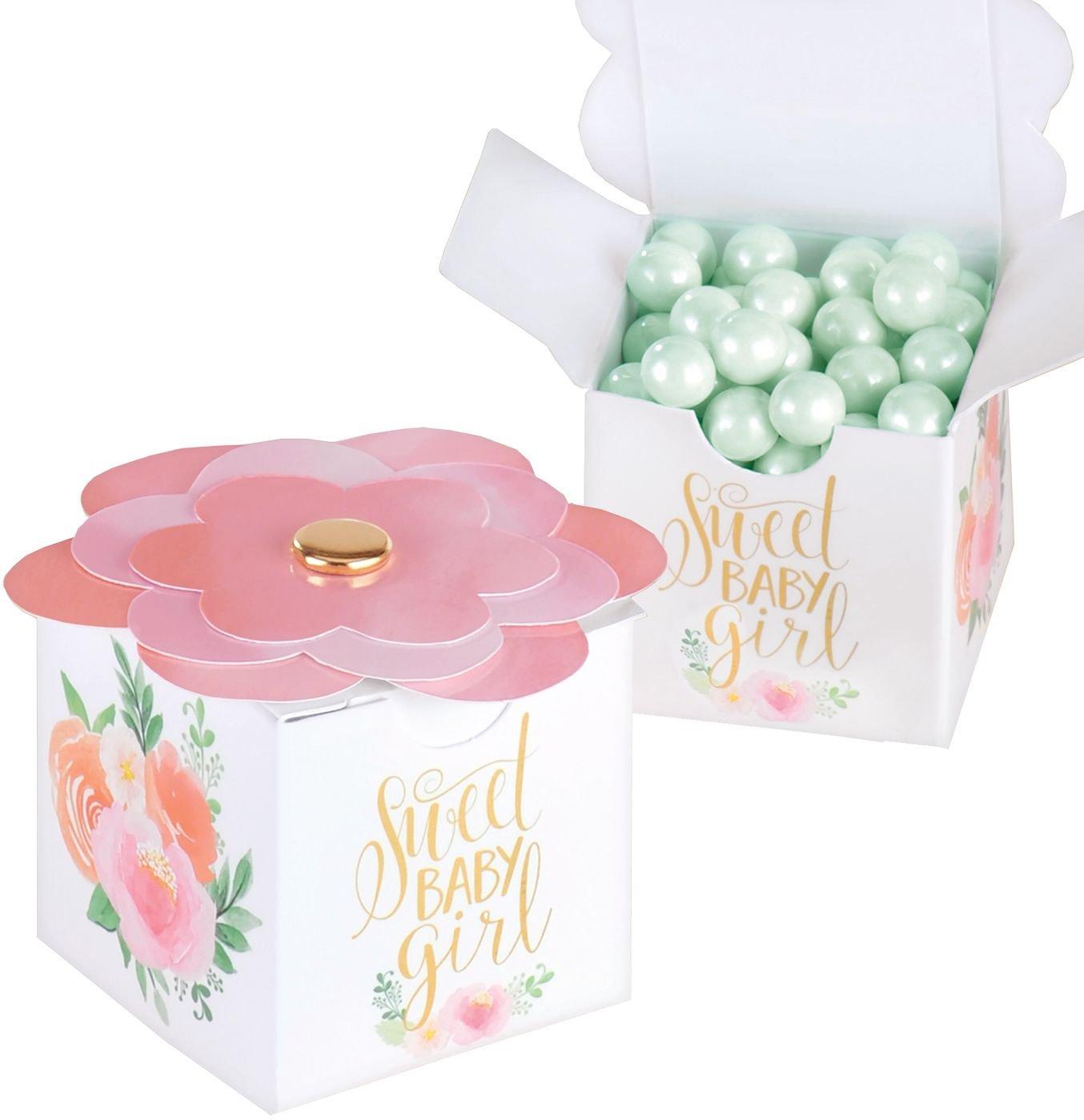 Sweet Baby Girl Floral Baby Favor Boxes 8ct