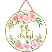 Glitter Floral Oh Baby Sign