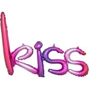 Air-Filled Pink & Purple Gradient Kiss Cursive Letter Balloon Banner