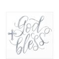 Metallic Silver God Bless Lunch Napkins 16ct