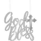 Glitter Silver God Bless Sign