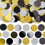 Glitter & Metallic Black, Silver & Gold Circle Confetti, 2.25oz