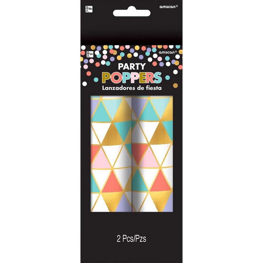 Metallic Gold & Pastel Confetti Party Poppers 2ct