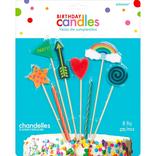 Colorful Icons Birthday Candles 8ct