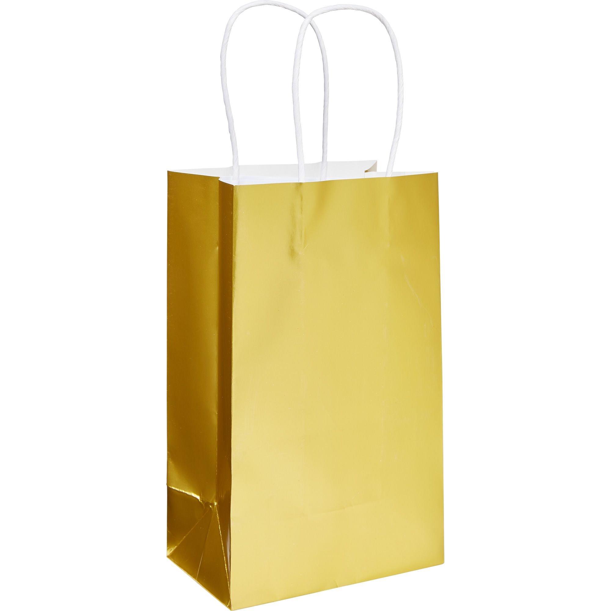 Extra Small Gold Paper Gift Bag 5 1/4in x 8 1/4in Party City