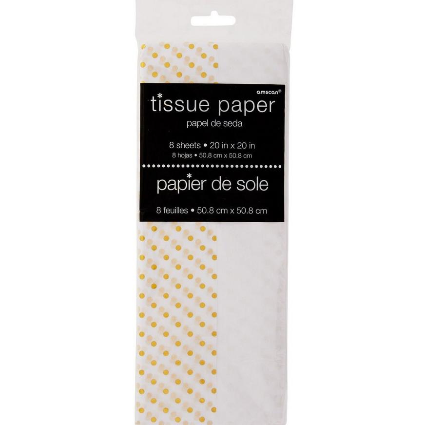 Metallic Gold Polka Dot Tissue Paper 8ct