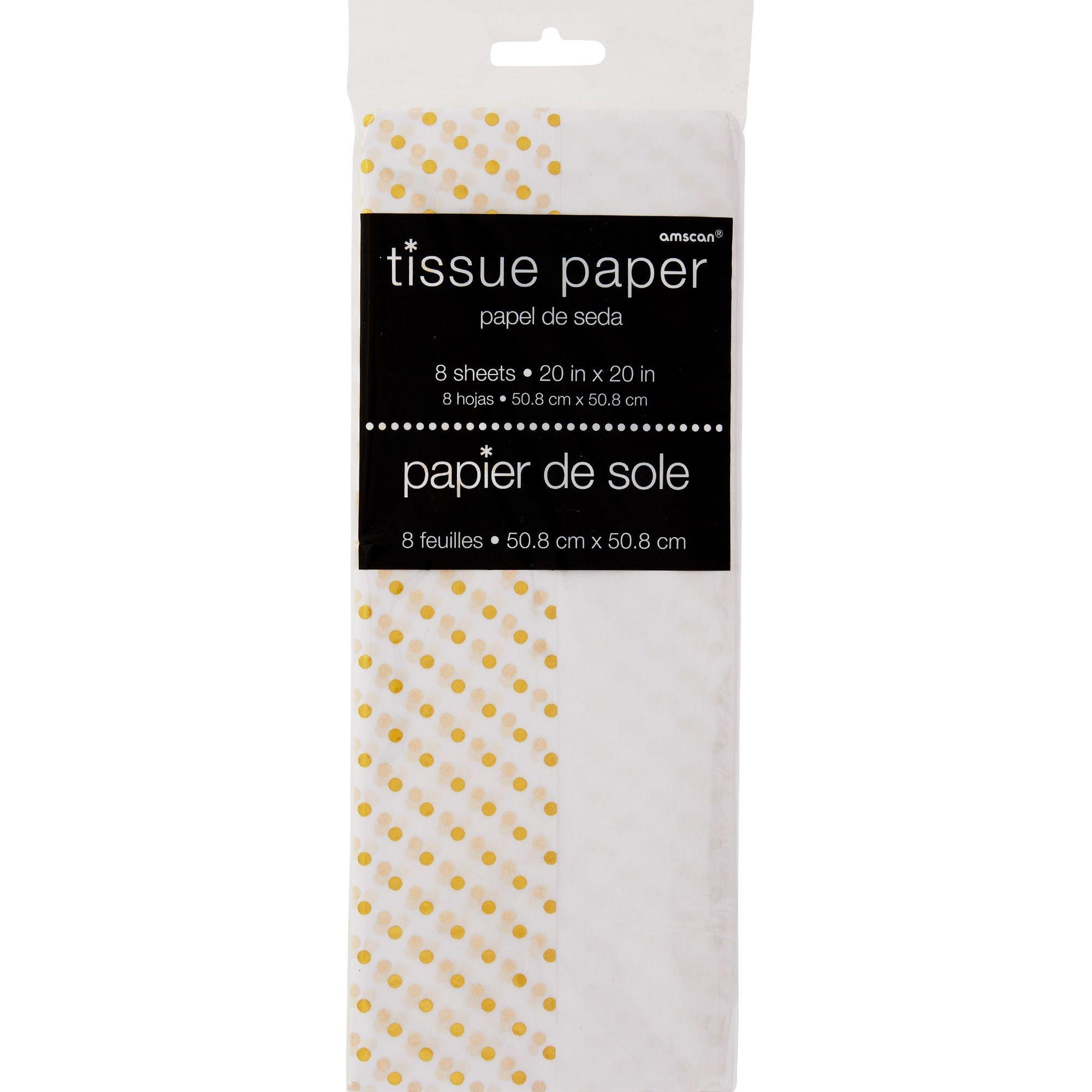 Metallic Gold & Pink Polka Dot Tissue Paper 8ct