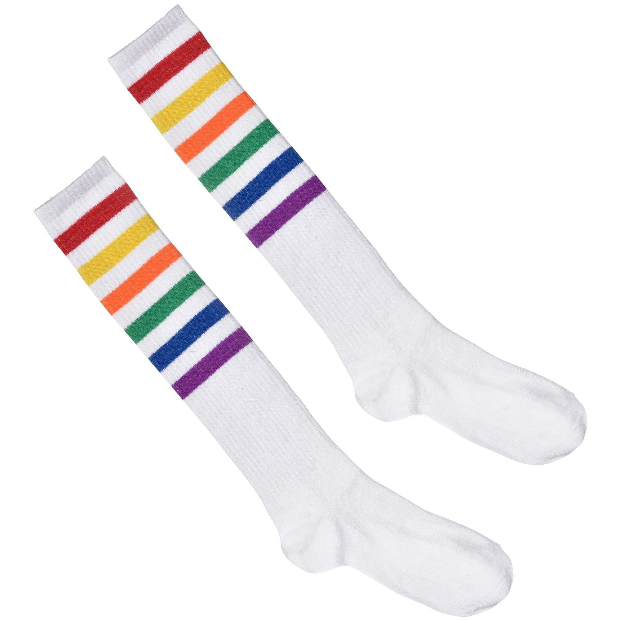 NEON RAINBOW KNEE Socks, Stripe Over the Knee Socks, Athletic Socks, 80s  Accessories -  Canada