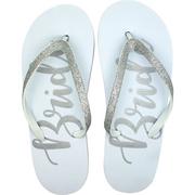 Adult Small/Medium Glitter Silver Bride Flip Flops